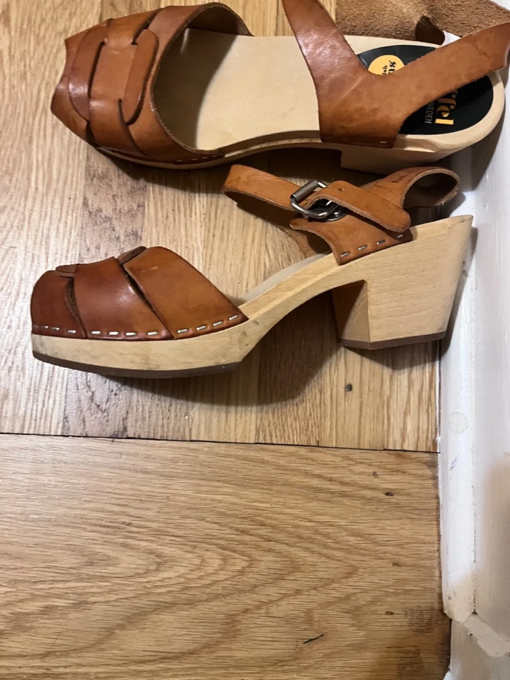 Swedish Hasbeens open toe clog heels